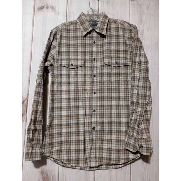 Outdoor Life Shirt Men's Small Brown Plaid Button Front Long Sleeve - Picture 1 of 7